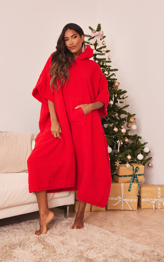 Red Hooded Blanket - HER BEAUTY KW